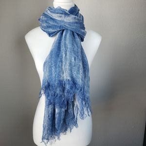 Boho Tie-dyed Lightweight Large Scarf Blue and White
